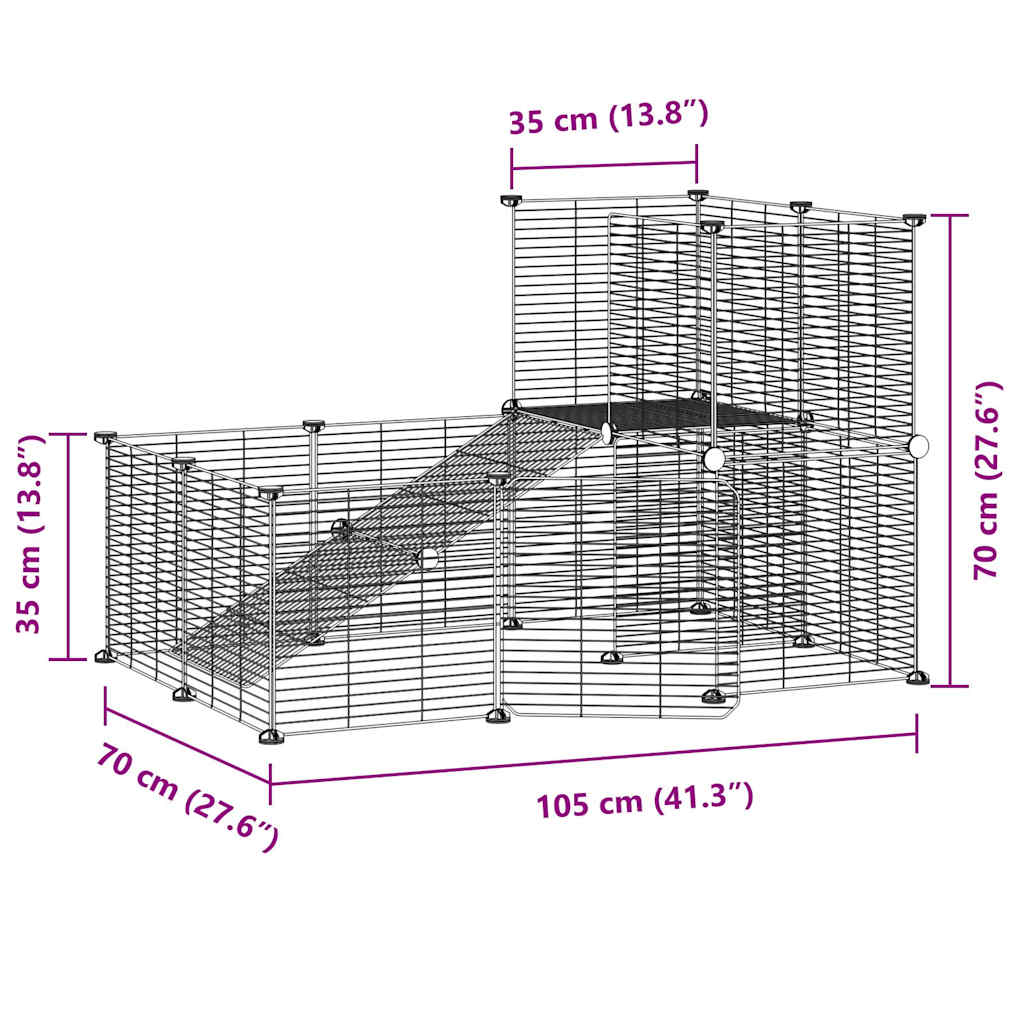 20 Panel Pet Cage with Door Black 35x35 cm