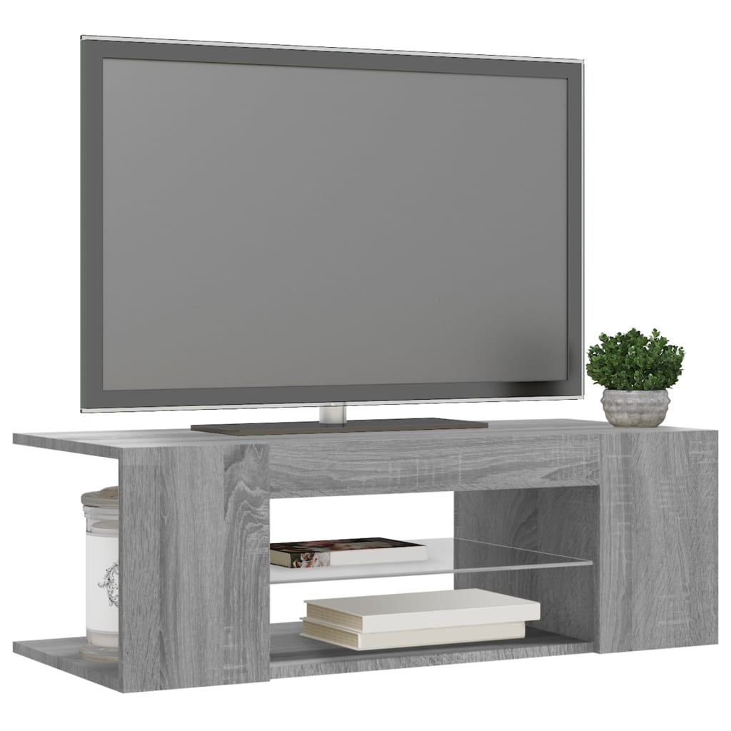 TV cabinet with LED lights Sonoma gray 90x39x30 cm