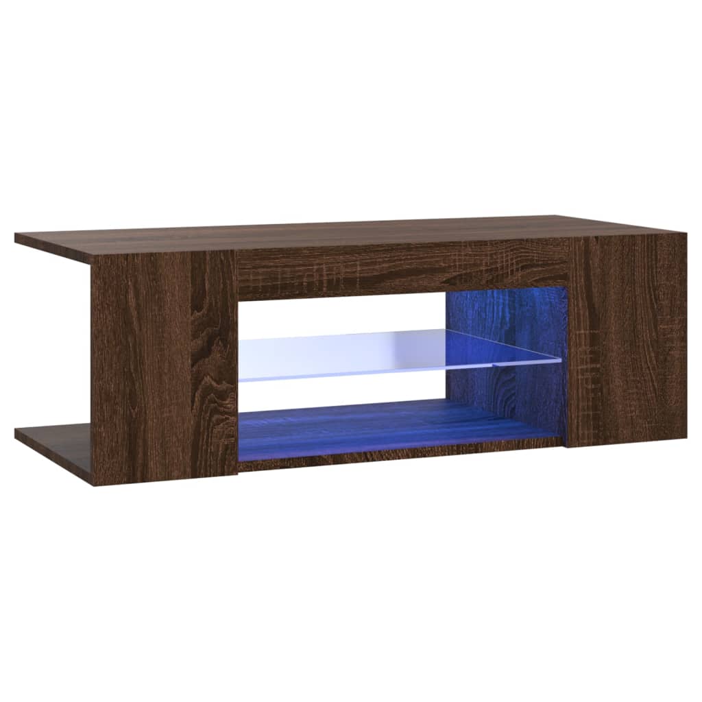 Meuble TV avec lumières LED Chêne marron 90x39x30 cm