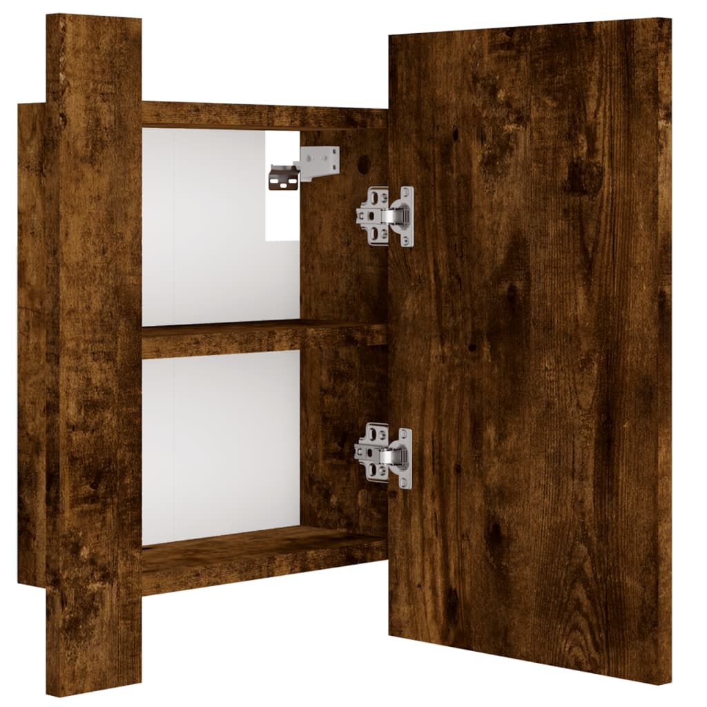 Armoire à miroir LED de salle de bain chêne fumé 40x12x45 cm