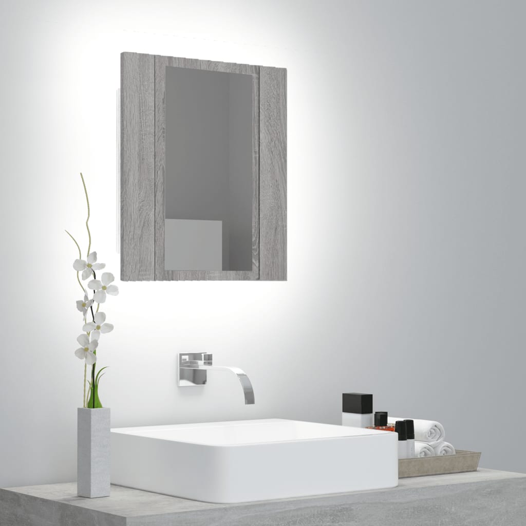 Armoire à miroir LED de salle de bain sonoma gris 40x12x45 cm