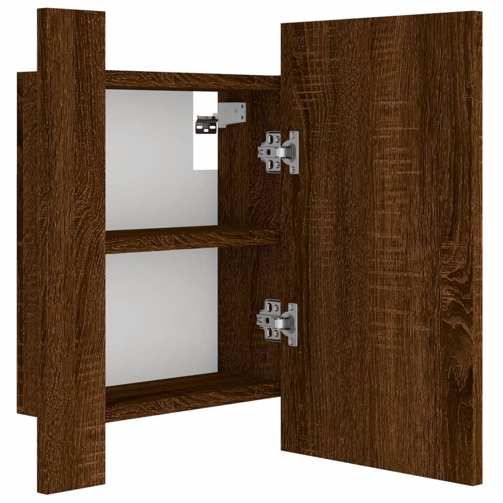 Armoire à miroir LED de salle de bain chêne marron 40x12x45 cm