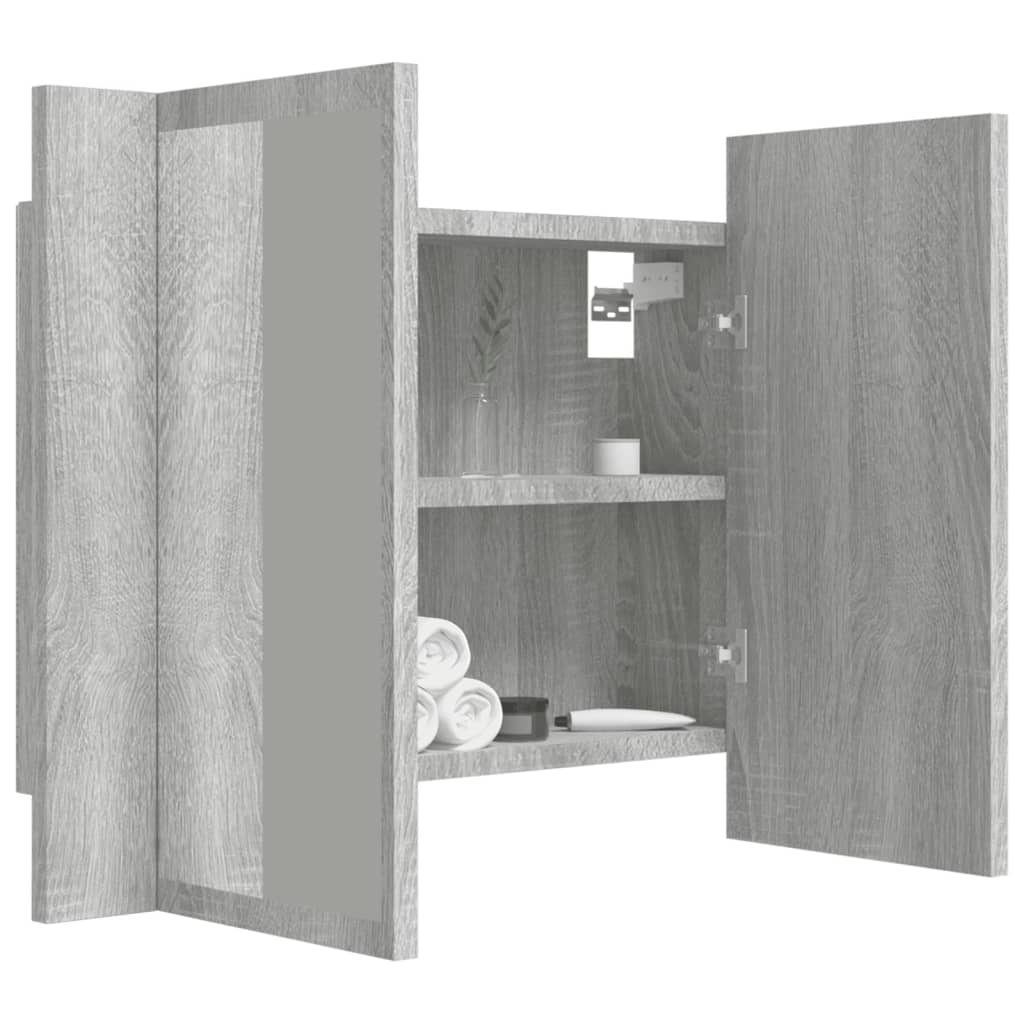 Sonoma Grey LED Mirror Cabinet 60x12x45 cm Engineered Wood