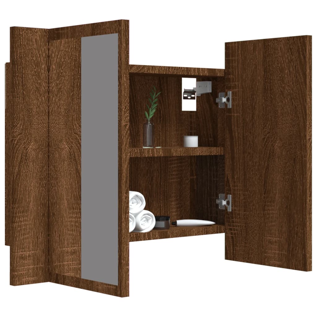 Armoire à miroir LED Chêne marron 60x12x45 cm Bois d'ingénierie