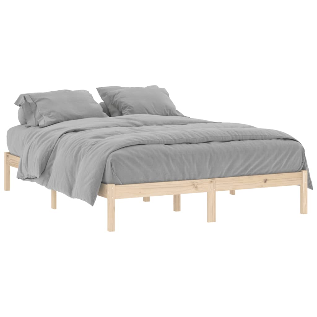 Bed frame without mattress 152x203 cm solid pine wood