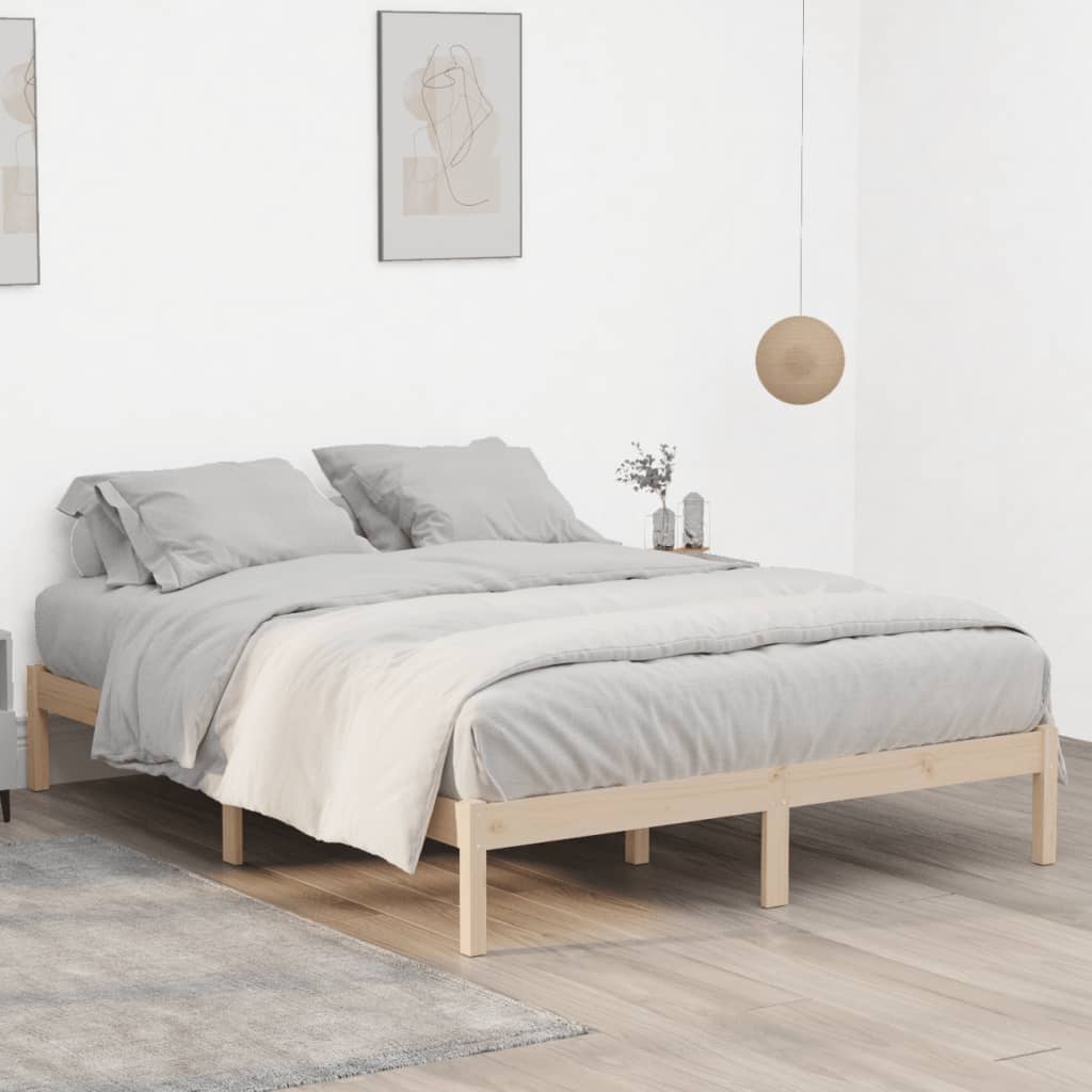 Bed frame without mattress 152x203 cm solid pine wood