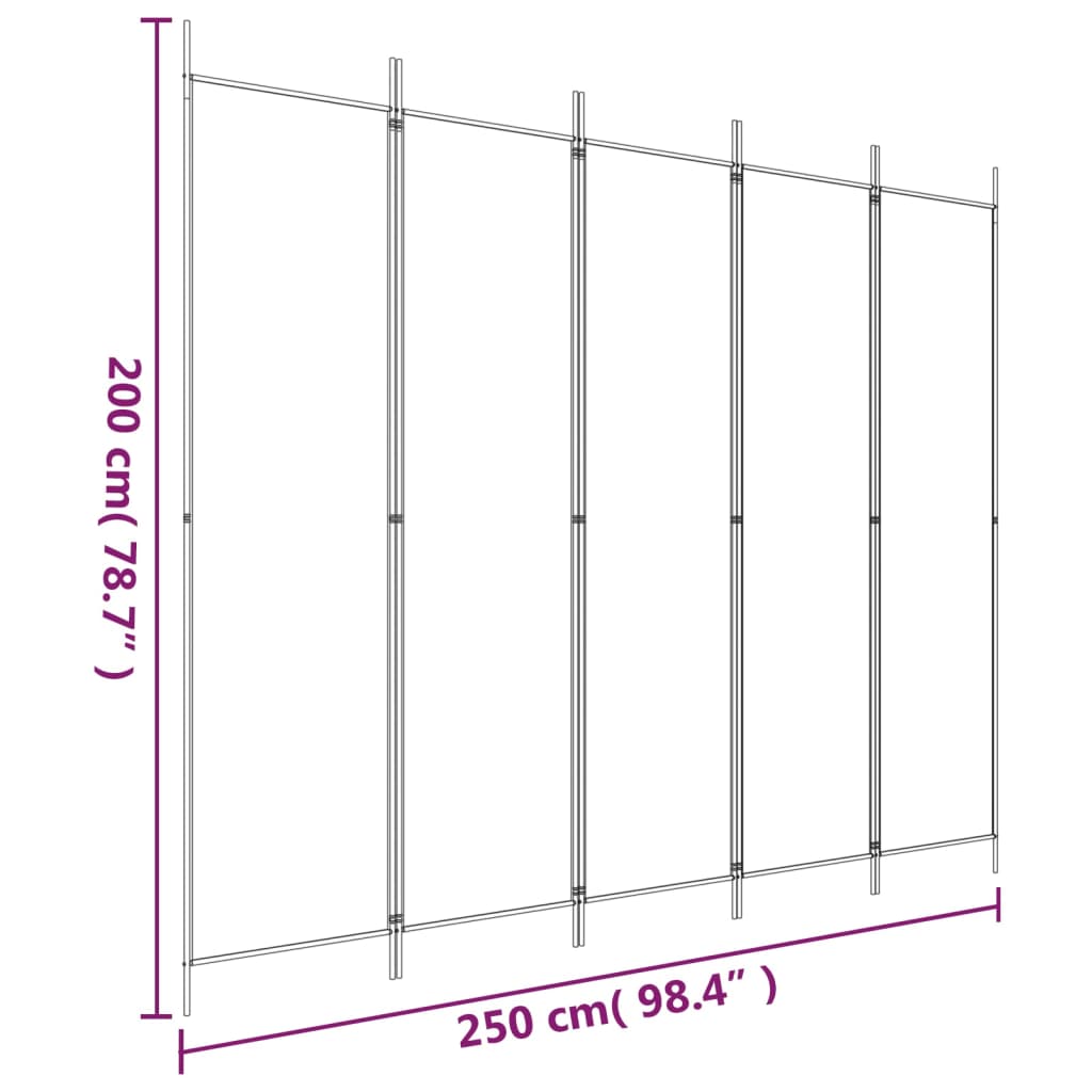 Cloison de séparation 5 panneaux Anthracite 250x200 cm Tissu