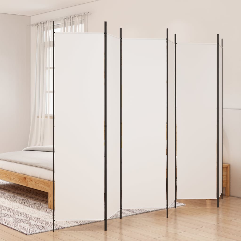 6-panel partition wall White 300x200 cm Fabric