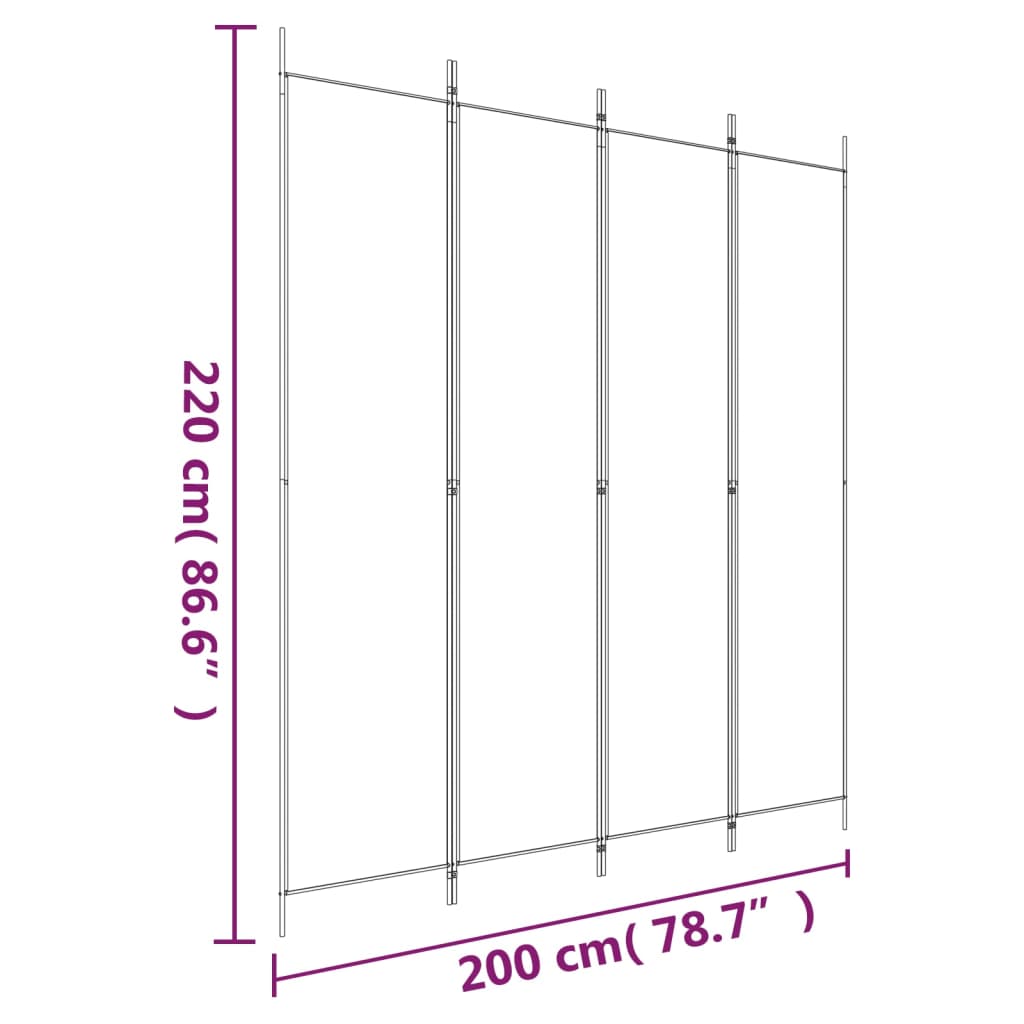 vidaXL 4-teiliger Raumteiler Anthrazit 200 x 220 cm Stoff