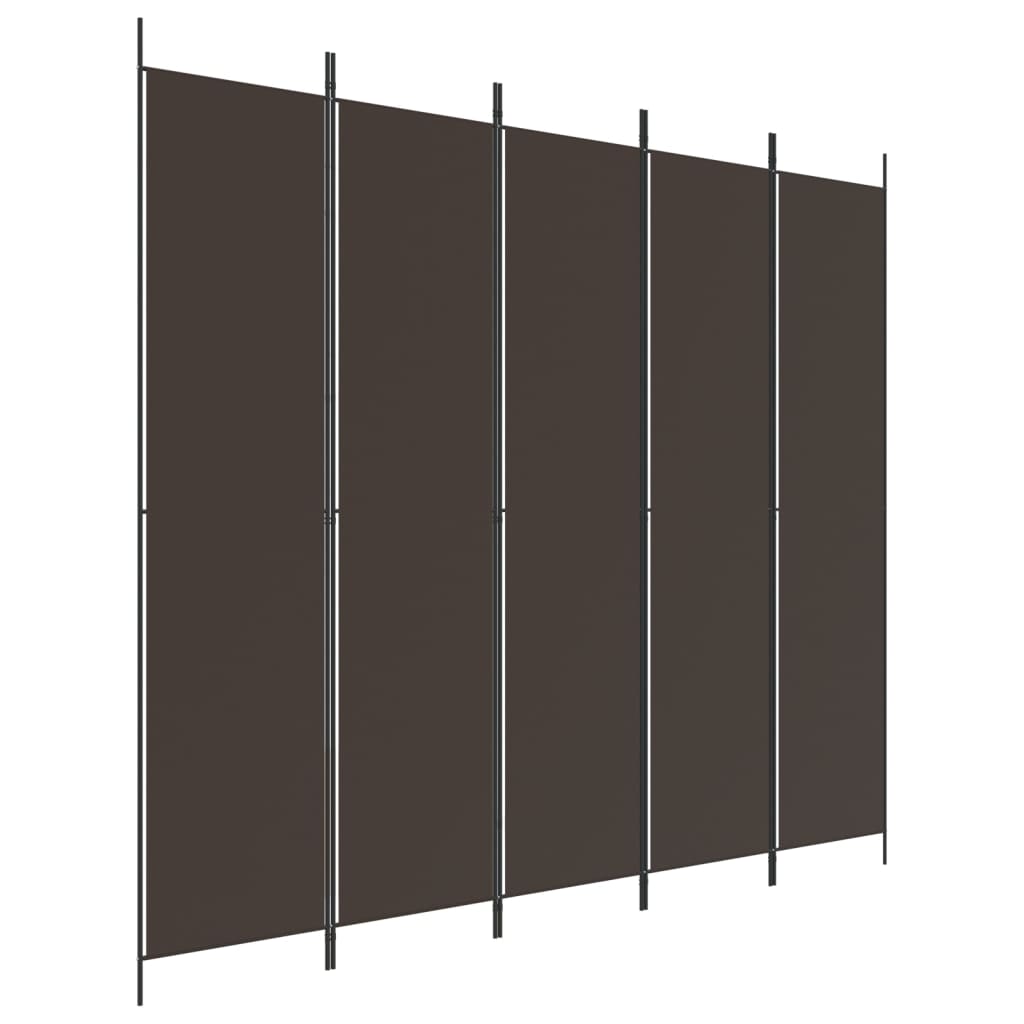 Cloison de séparation 5 panneaux Marron 250x220 cm Tissu