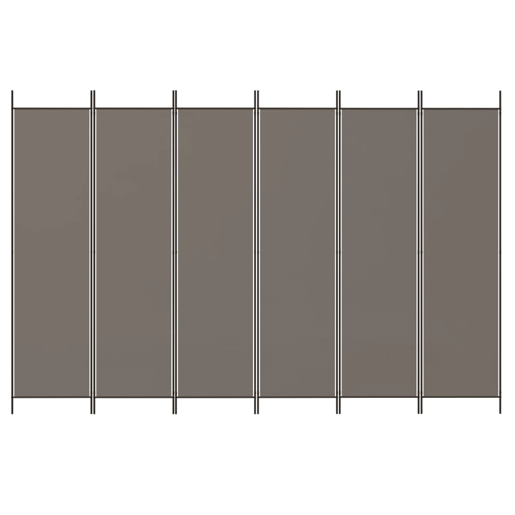 6-panel partition wall Anthracite 300x220 cm Fabric