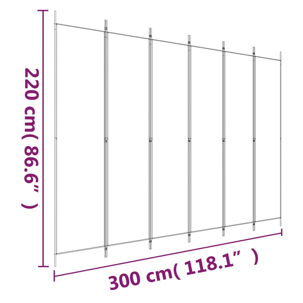 Cloison de séparation 6 panneaux Anthracite 300x220 cm Tissu