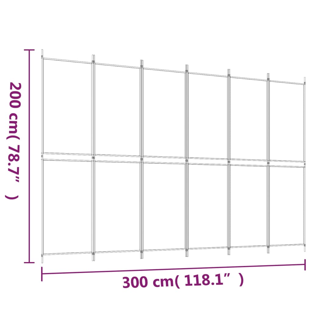 Cloison de séparation 6 panneaux Marron 300x200 cm Tissu