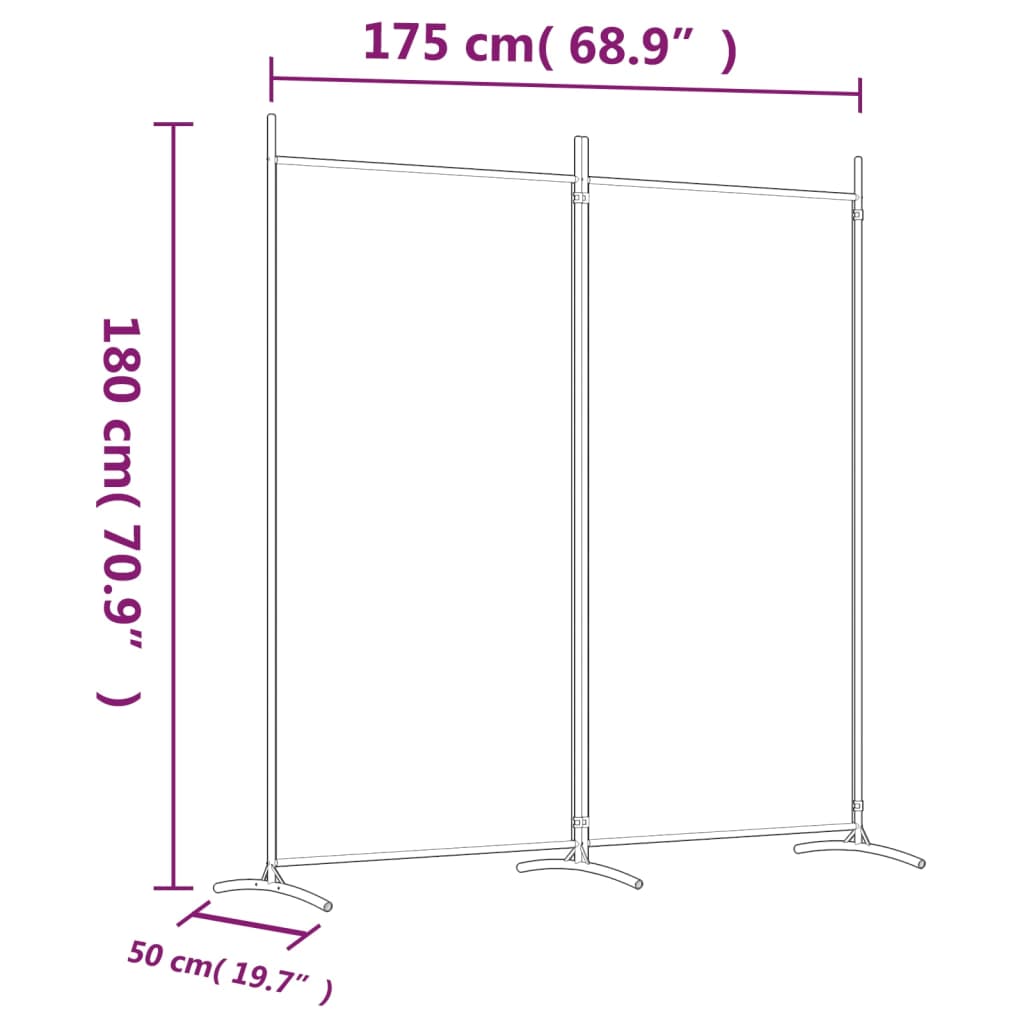 vidaXL 2-teiliger Raumteiler Weiß 175 x 180 cm Stoff