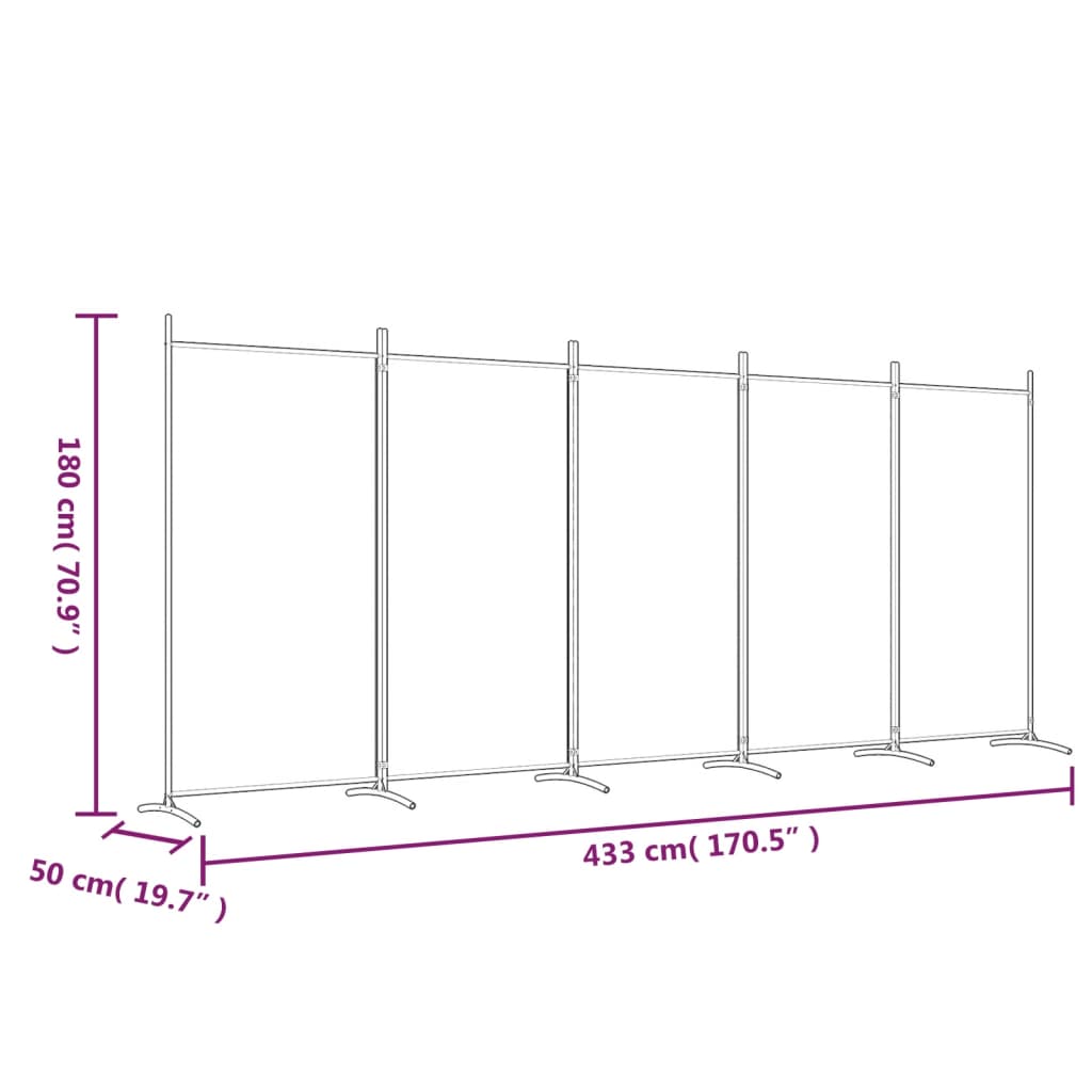 5-teilige Trennwand Anthrazit 433x180 cm Stoff