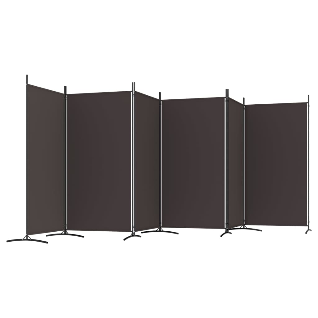 Cloison de séparation 6 panneaux Marron 520x180 cm Tissu