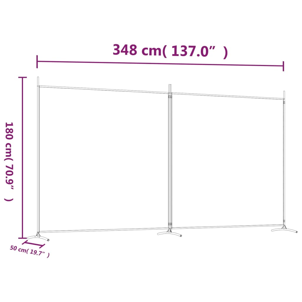 vidaXL Cloison de séparation 2 panneaux Marron 348x180 cm Tissu