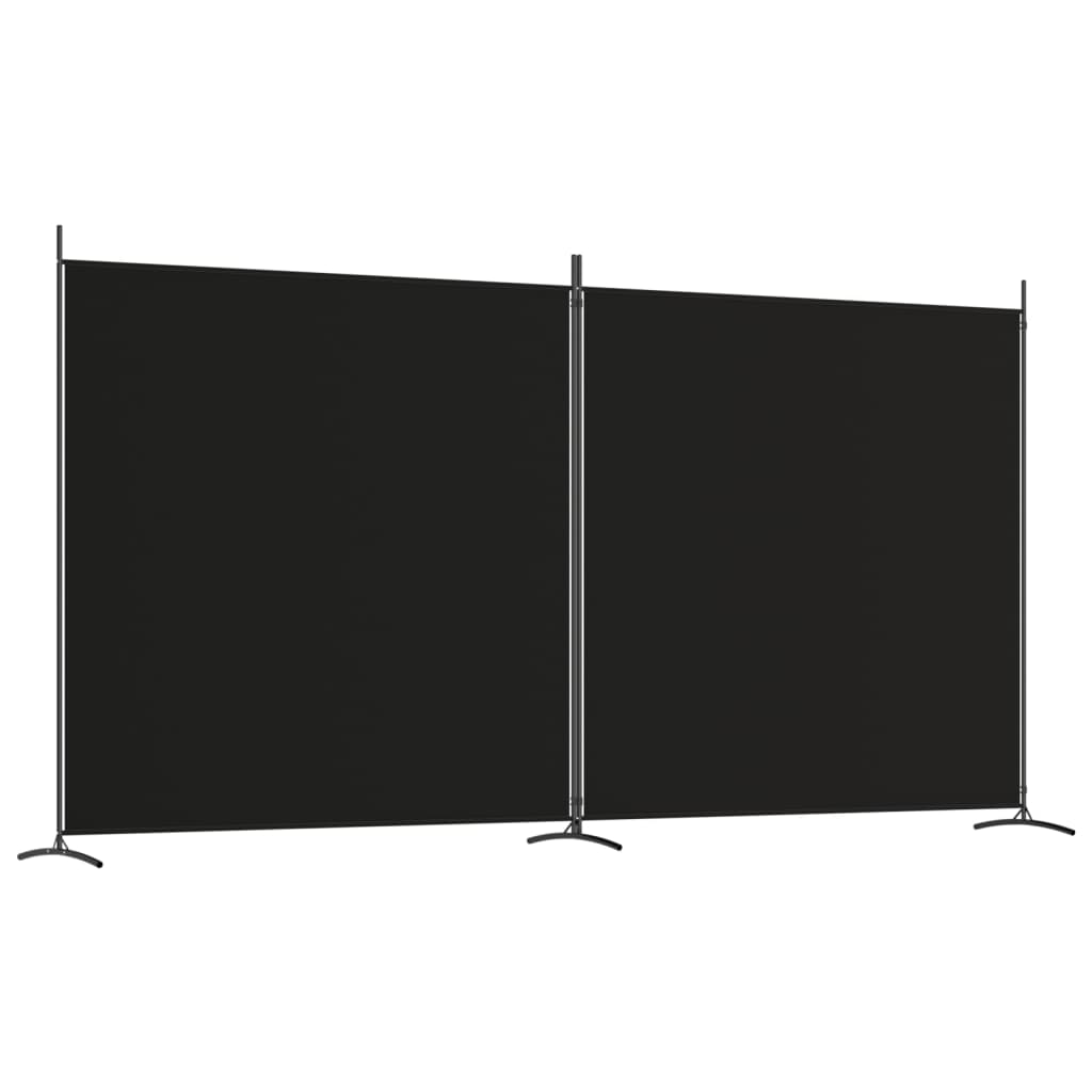 Trennwand 2 Paneele Schwarz 348x180 cm Stoff