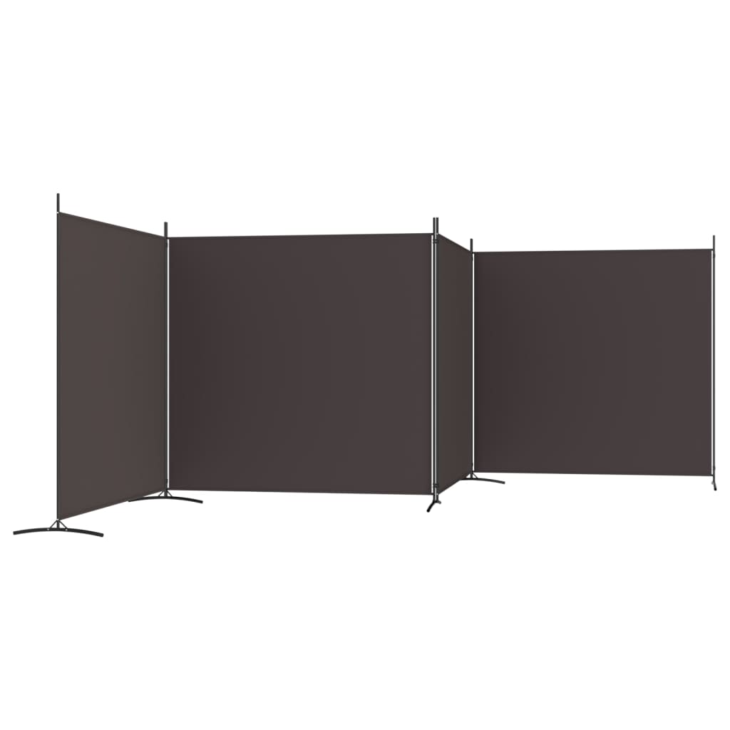 vidaXL Cloison de séparation 4 panneaux Marron 698x180 cm Tissu