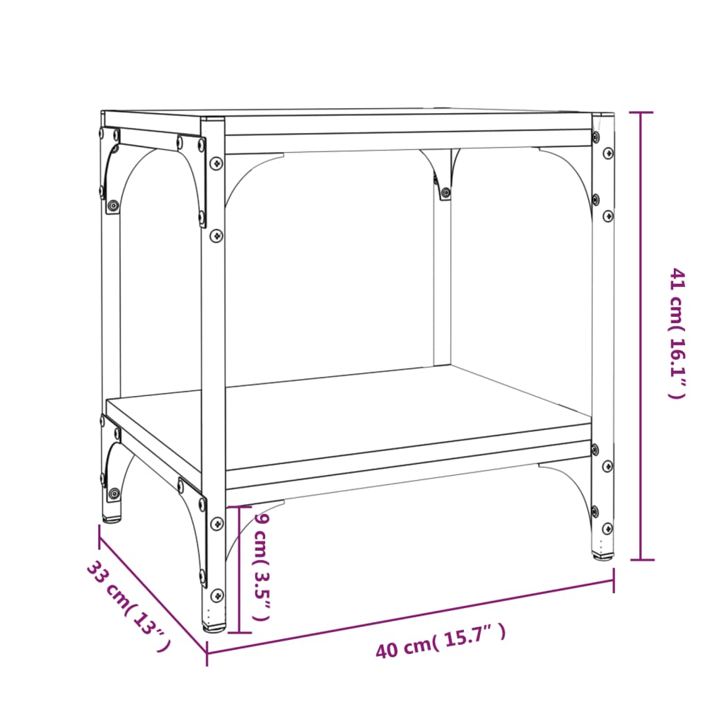 Meuble TV Chêne sonoma 40x33x41 cm Bois d'ingénierie et acier