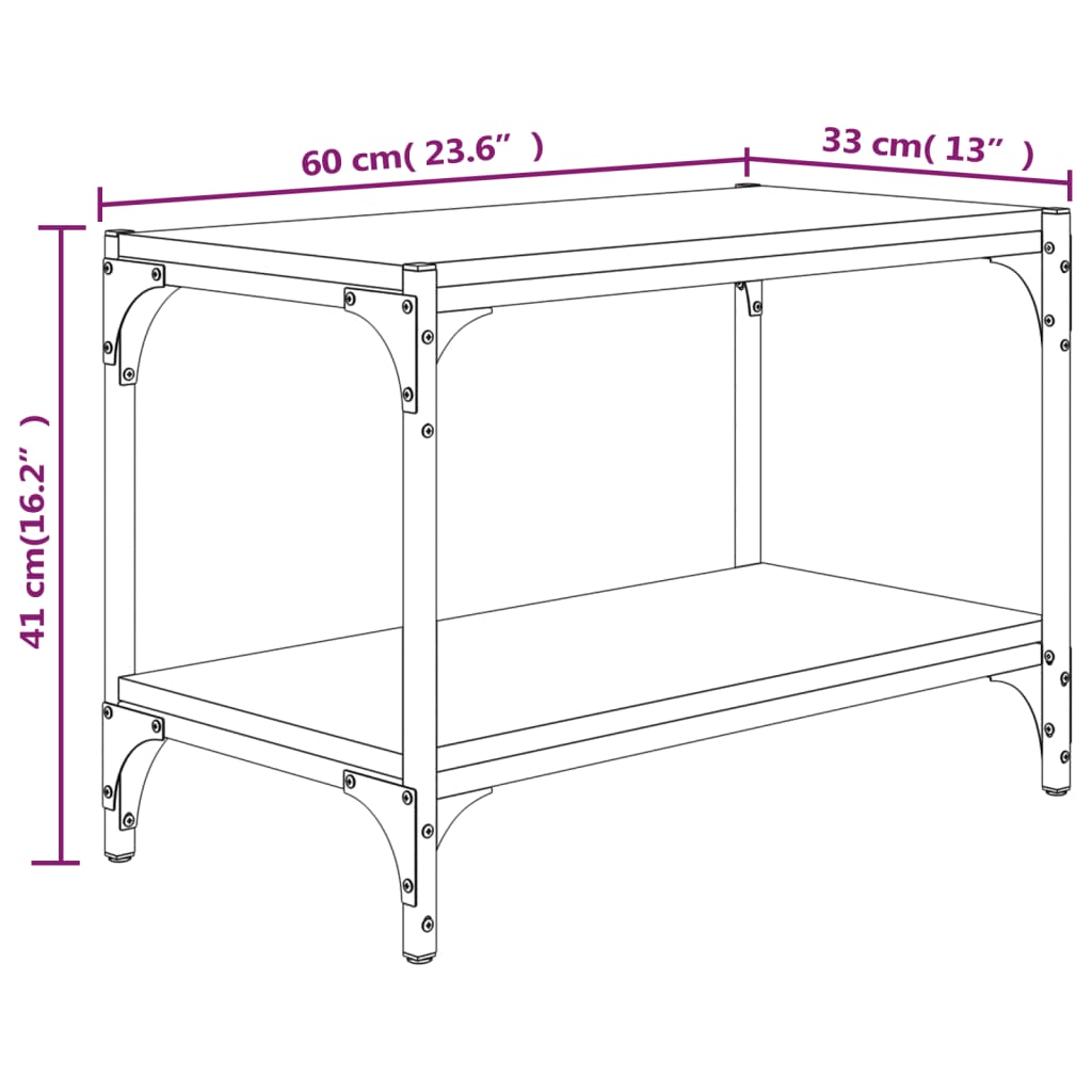 Meuble TV Sonoma gris 60x33x41 cm Bois d'ingénierie et acier