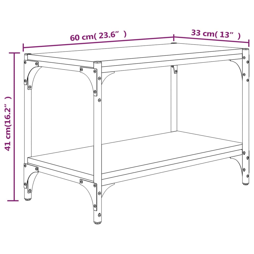 Meuble TV Chêne marron 60x33x41 cm Bois d'ingénierie et acier