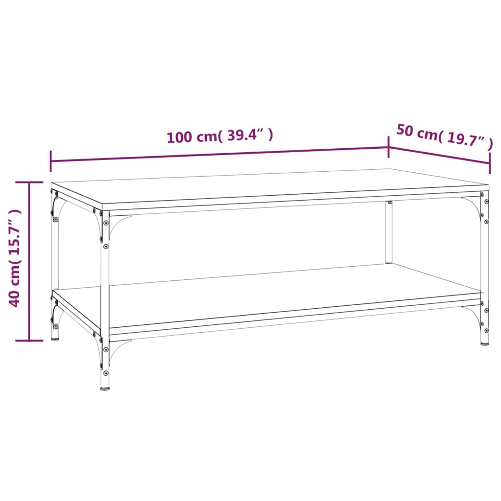 Sonoma Couchtisch grau 100x50x40 cm Holzwerkstoff