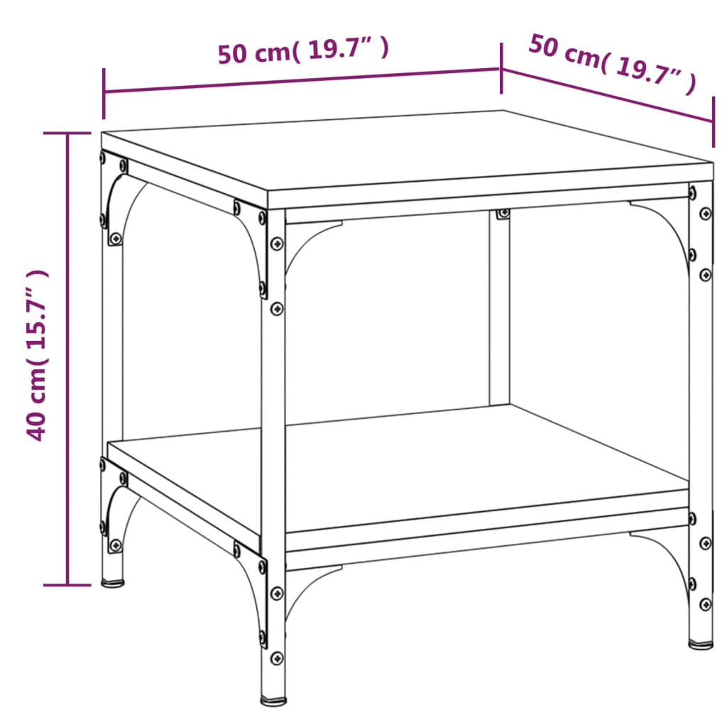 Table basse Sonoma gris 50x50x40 cm Bois d'ingénierie