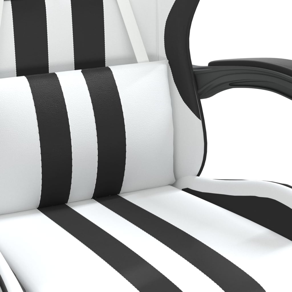 Chaise de jeu pivotante Blanc et noir Similicuir