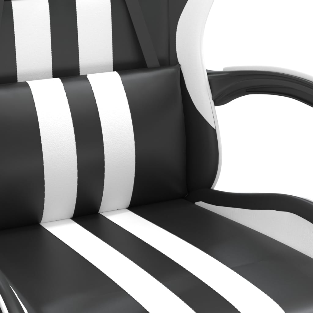 Chaise de jeu pivotante et repose-pied Noir et blanc Similicuir