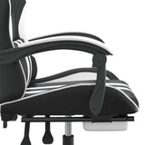 Chaise de jeu pivotante et repose-pied Noir et blanc Similicuir