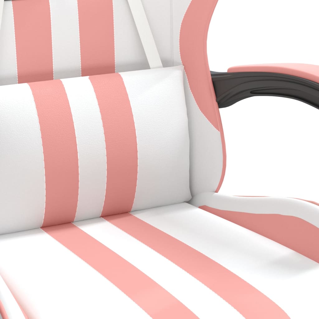 Chaise de jeu pivotante et repose-pied Blanc et rose Similicuir