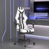 Chaise de jeu pivotante et repose-pied Blanc et noir Similicuir