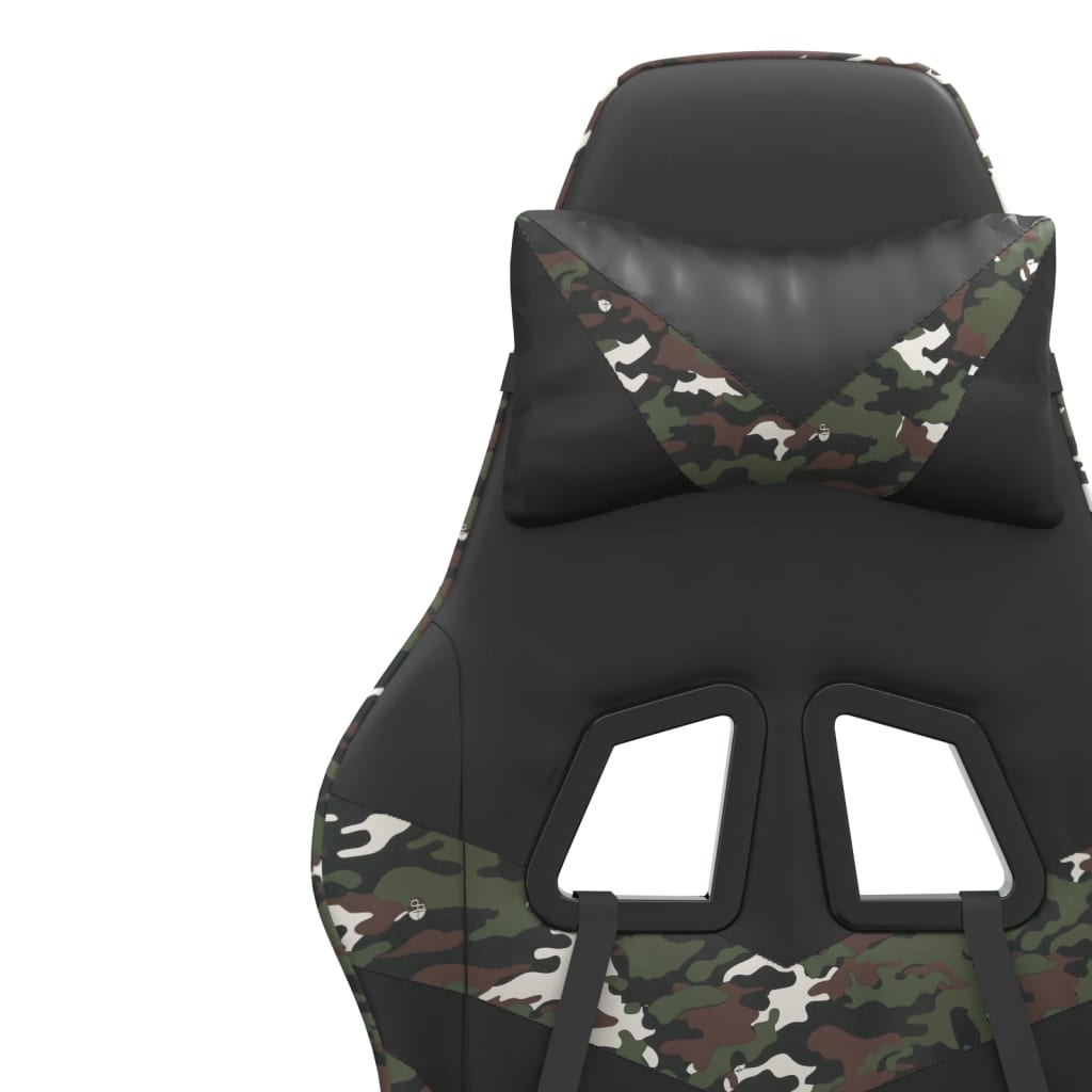 Chaise de jeu pivotante Noir et camouflage Similicuir