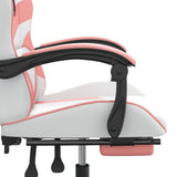 Chaise de jeu pivotante et repose-pied Blanc et rose Similicuir