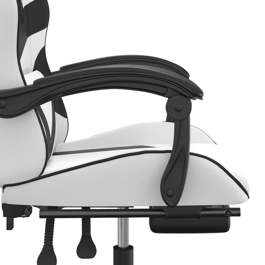 Chaise de jeu pivotante et repose-pied Blanc et noir Similicuir