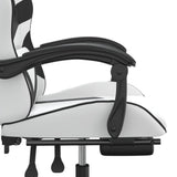 Chaise de jeu pivotante et repose-pied Blanc et noir Similicuir