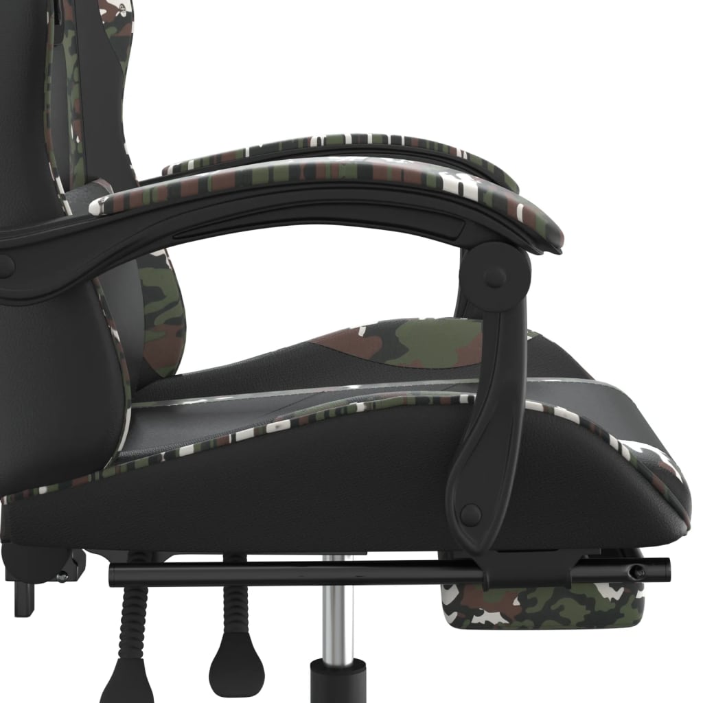 Chaise de jeu pivotante repose-pied Noir camouflage Similicuir