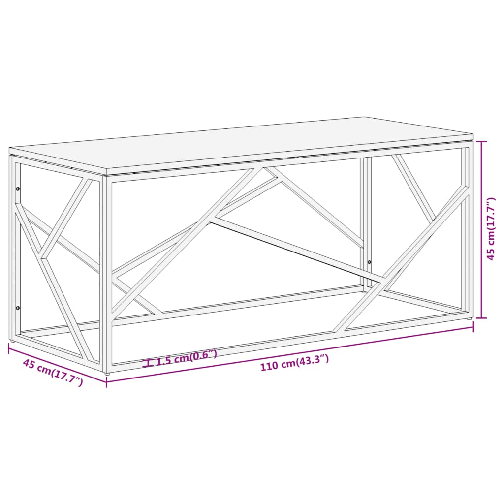 Table basse doré acier inoxydable et bois de mélèze massif