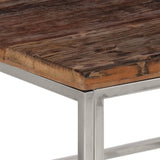 Table basse argenté inox et bois de mélèze massif