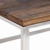 Table basse argenté acier inoxydable et bois de mélèze massif