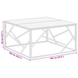 Table basse argenté acier inoxydable et bois de mélèze massif