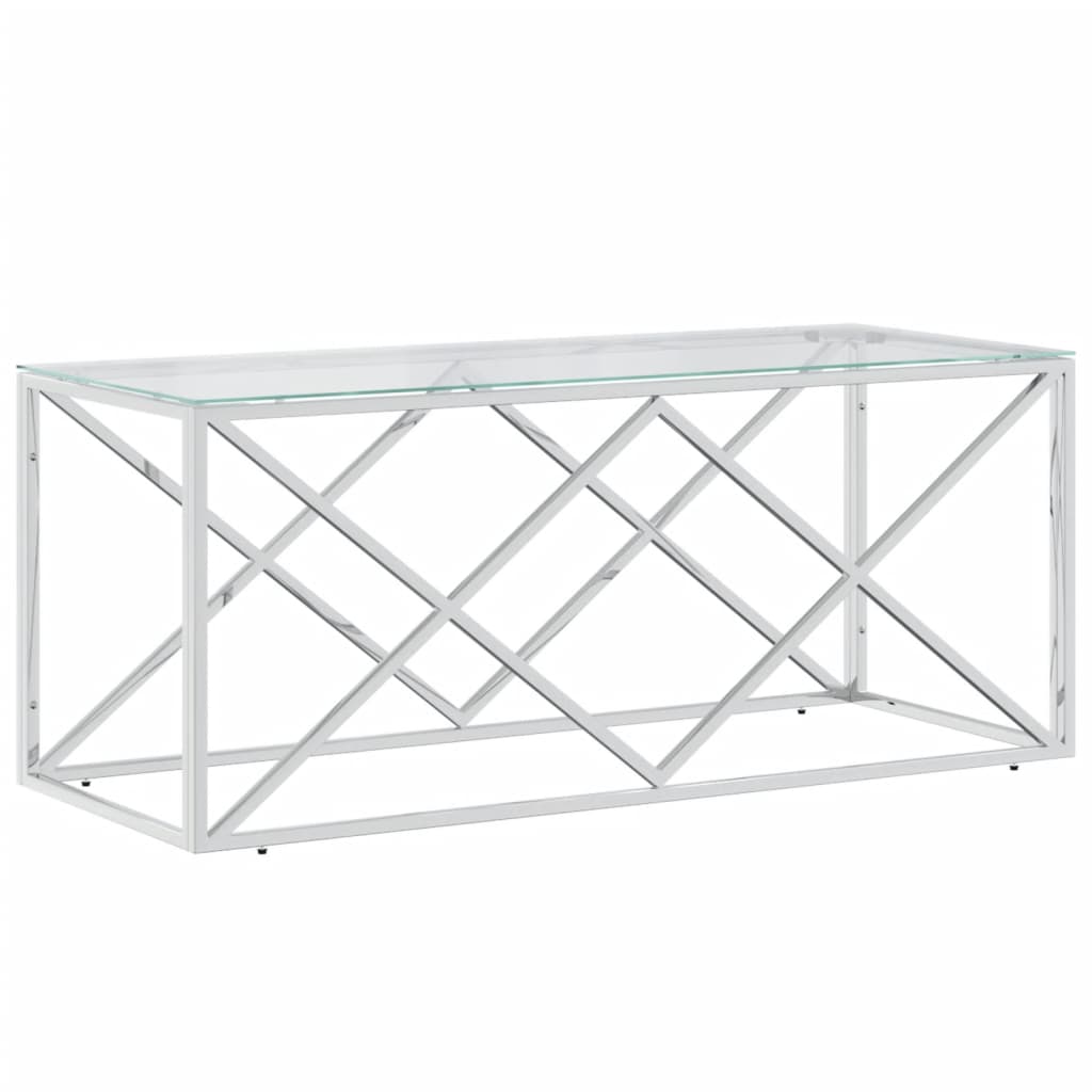 Table basse 110x45x45 cm acier inoxydable et verre