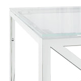 Table basse 110x45x45 cm acier inoxydable et verre