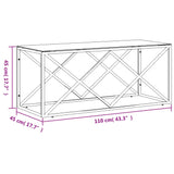 Table basse 110x45x45 cm acier inoxydable et verre