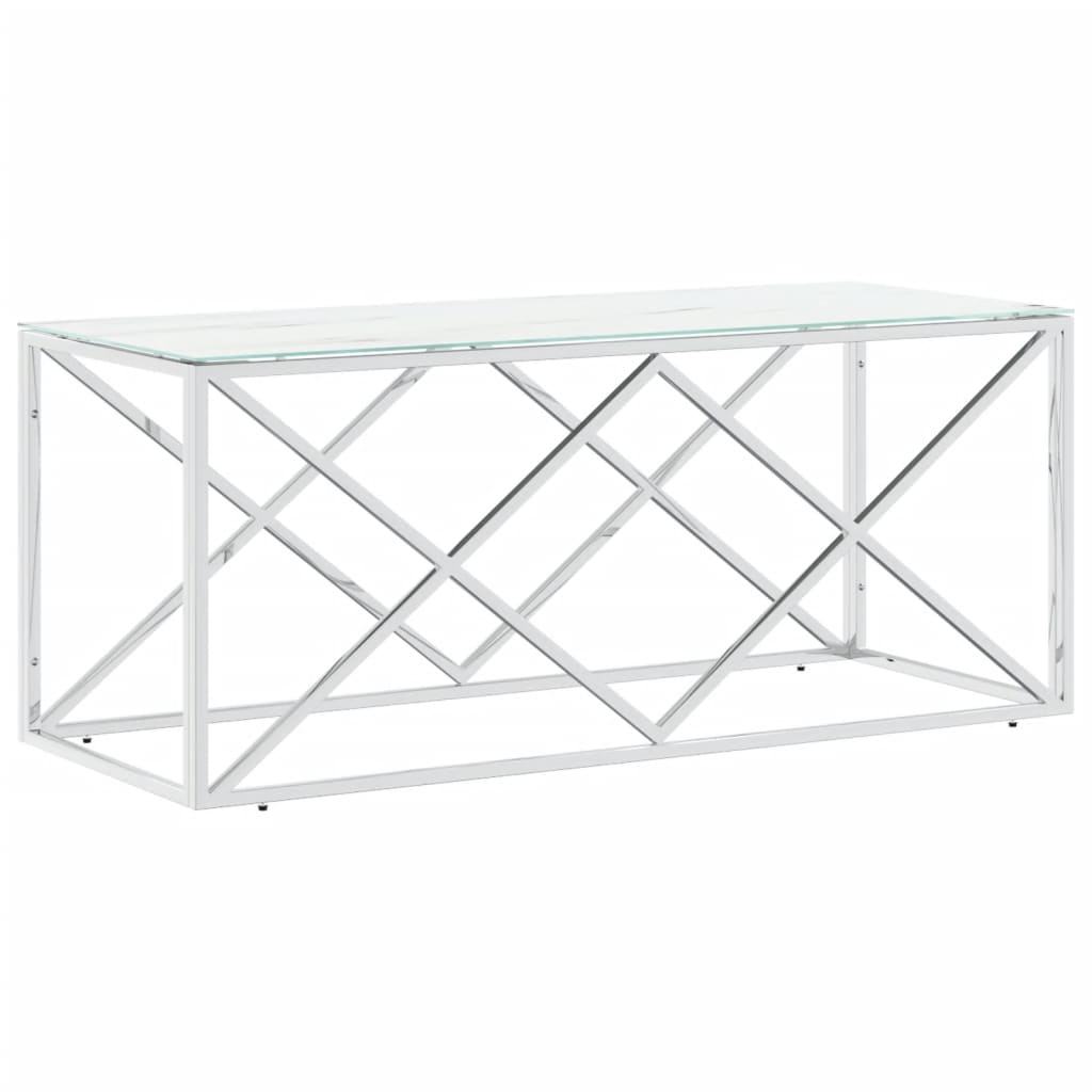 Table basse 110x45x45 cm acier inoxydable et verre