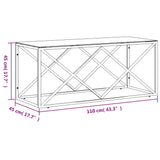 Table basse 110x45x45 cm acier inoxydable et verre