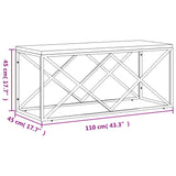 Table basse acier inoxydable et bois massif de récupération