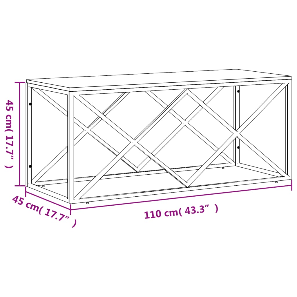 Table basse acier inoxydable et bois massif de récupération