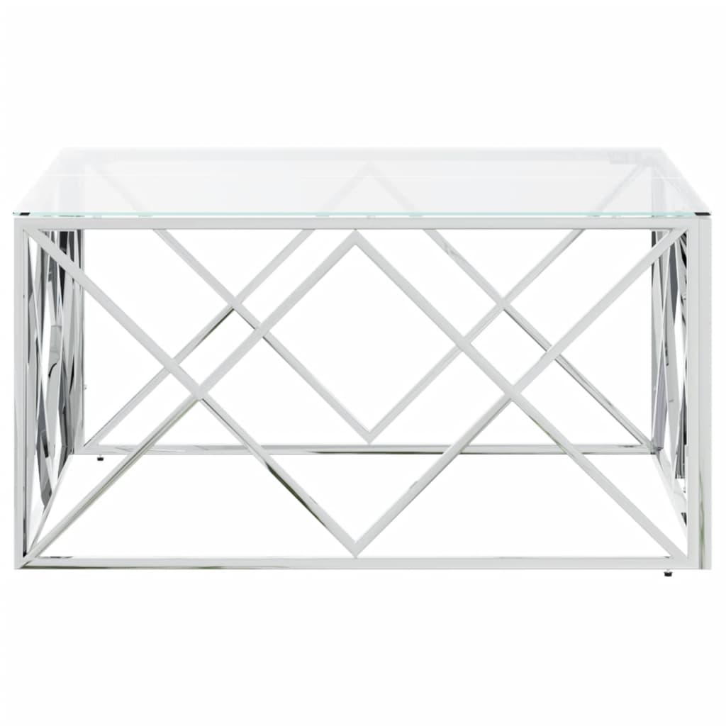 Table basse 80x80x40 cm acier inoxydable et verre